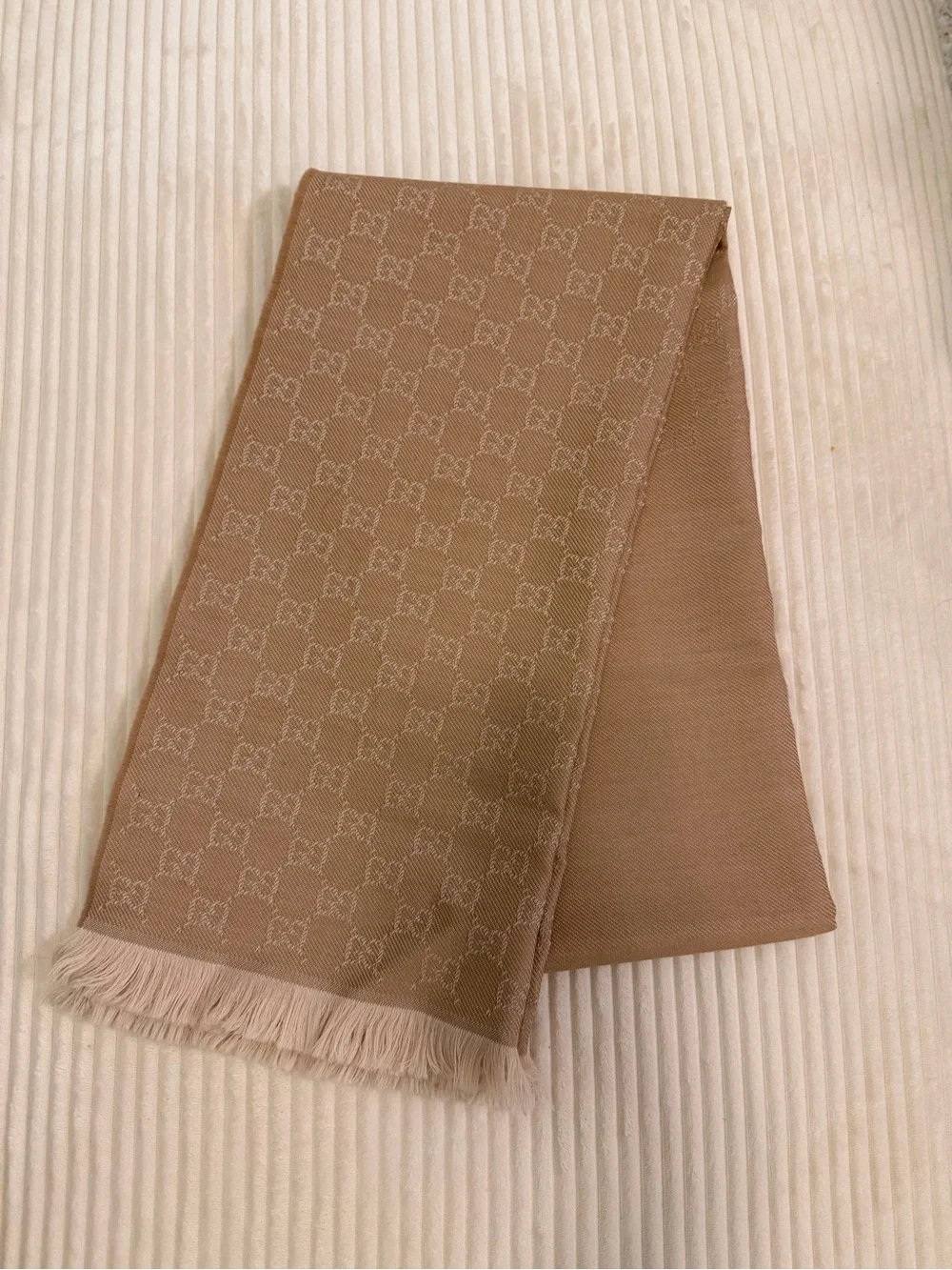 GG wool scarf in beige and ivory | GUCCI® US - Picture 2 of 8
